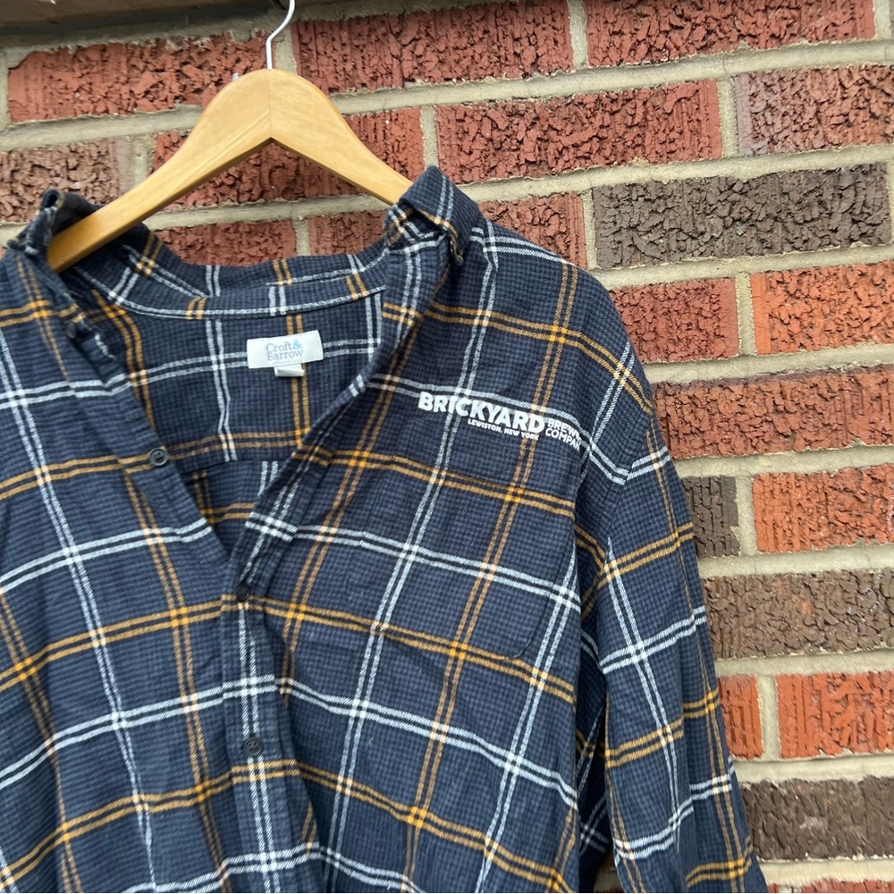Croft & Barrow Brickyard Brewing Company Gray and Yellow Plaid Graphic Flannel - Picture 2 of 4